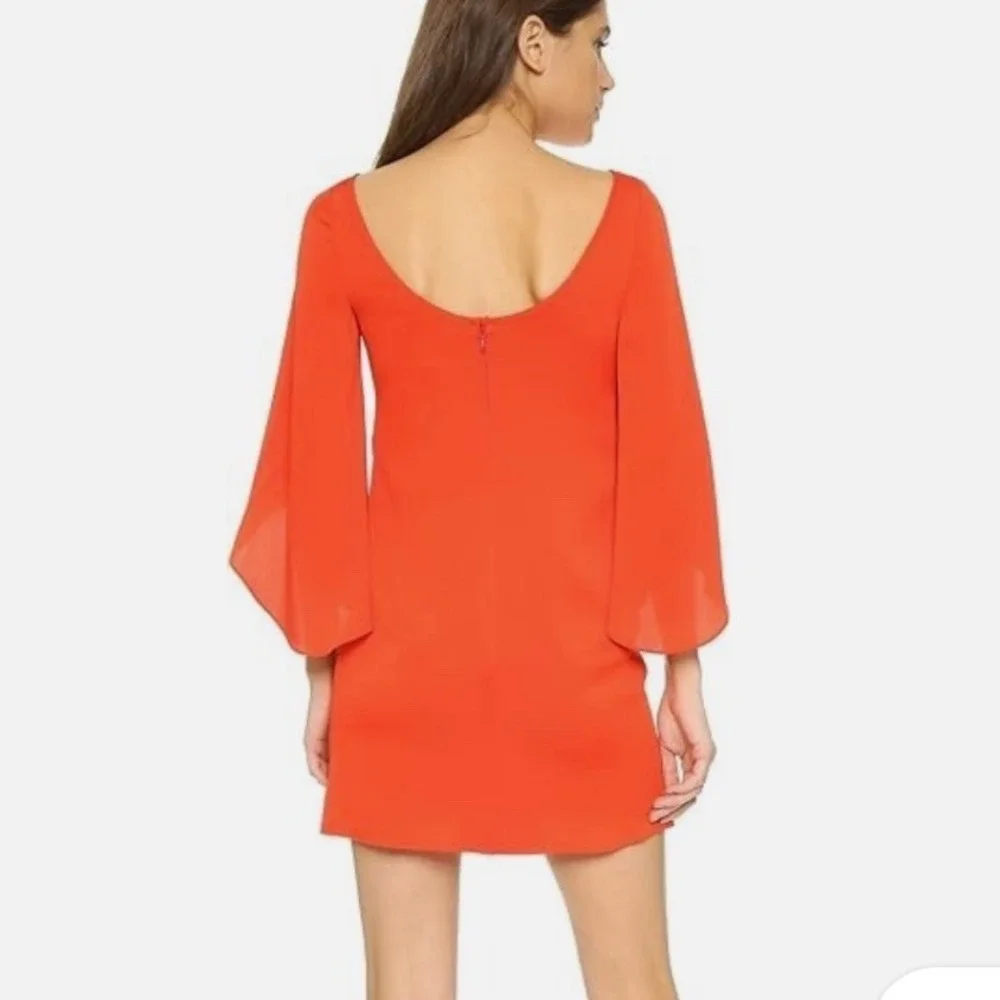Milly Silk Blend Shift Dress‎ Coral Bell Sleeve Mini Size 4 NWT